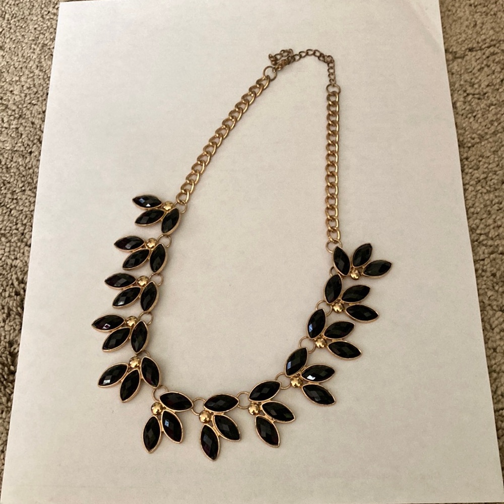 Black leaf beaded necklace